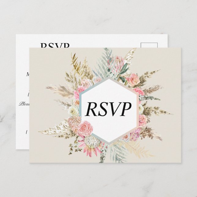 Bohemian Floral Rsvp Postcard (Front/Back)