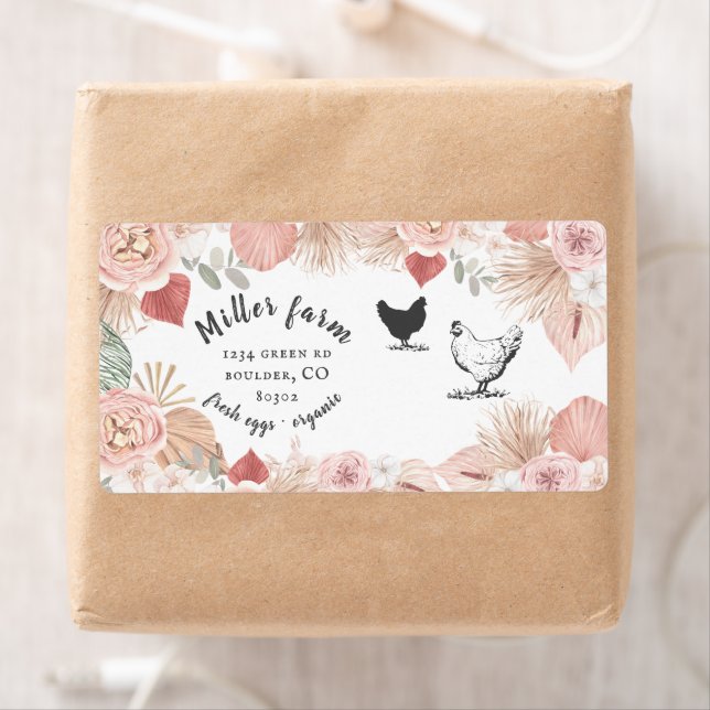 Bohemian Floral Rustic Script Egg Carton Label (Insitu)