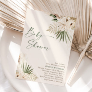Bohemian Floral Sage Green Baby Shower Invitation