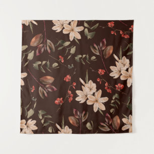 Bohemian floral seamless pattern with dark brown b tapestry