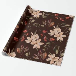 Bohemian floral seamless pattern with dark brown b wrapping paper