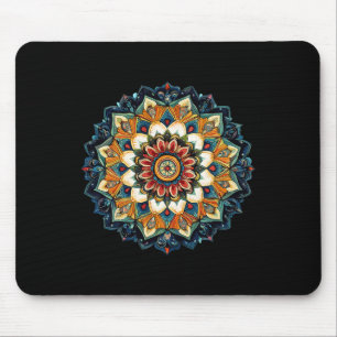 Bohemian Floral Sunburst Mandala For Meditation Mouse Pad