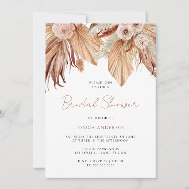 Bohemian Floral Terracotta Boho Bridal Shower Invitation (Front)