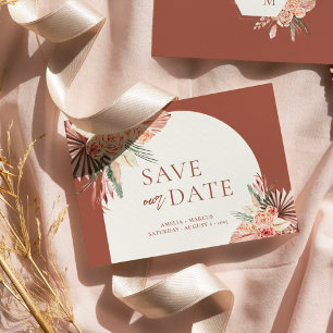 Bohemian Floral Terracotta & Ivory Save our Date I Invitation