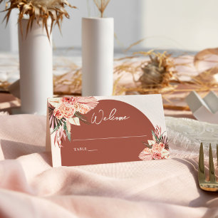 Bohemian Floral Terracotta & Ivory Wedding Place Card