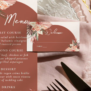 Bohemian Floral Terracotta & Ivory Wedding Place Card