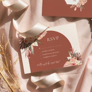 Bohemian Floral Terracotta & Ivory Wedding RSVP In Invitation