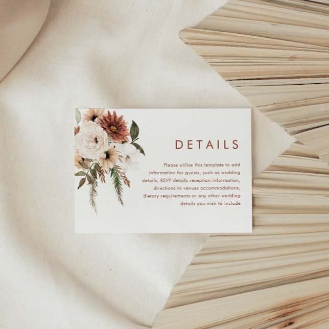 Bohemian Floral Terracotta Wedding Details Enclosure Card (Creator Uploaded)