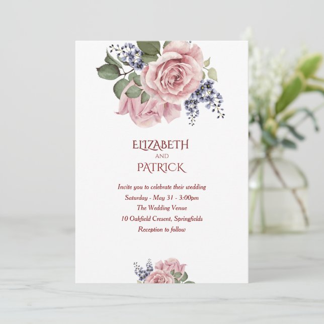 Bohemian Floral Terracotta Wedding Invitation (Standing Front)