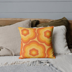 Bohemian Floral Tropical Orange Flower Pattern Cushion