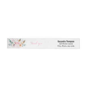 Bohemian Floral Watercolor Thank you address label