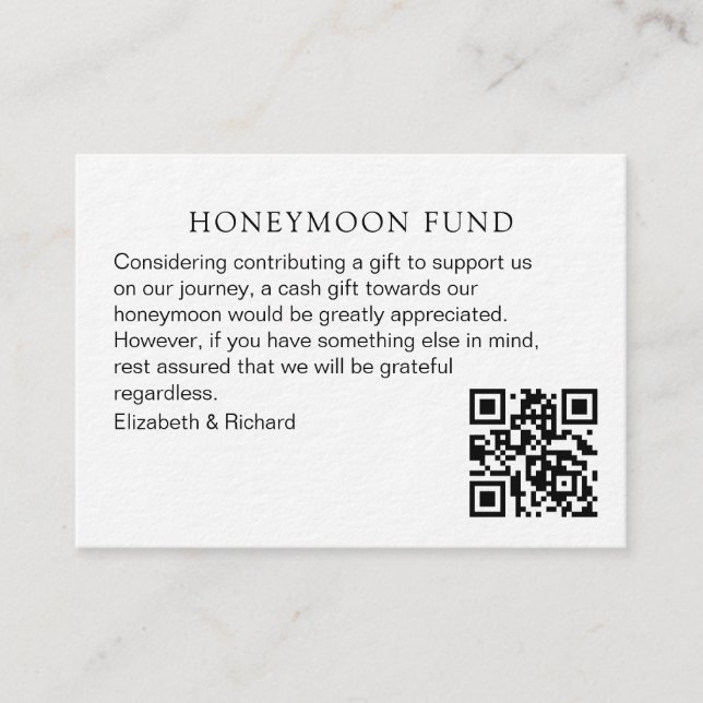 Bohemian Floral Wedding Honeymoon Fund QR Code Enclosure Card (Front)