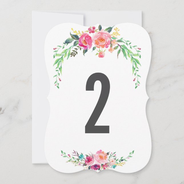 BOHEMIAN FLORAL wedding table number (Front)