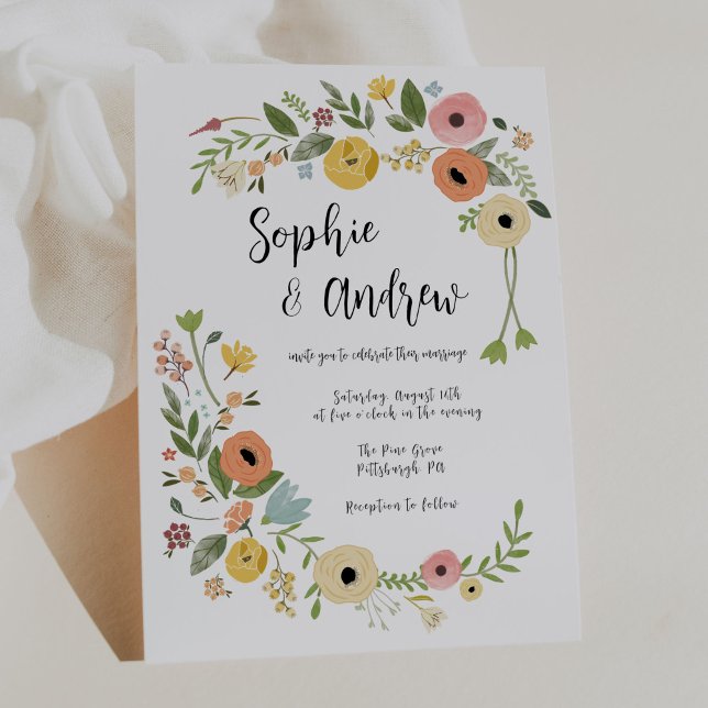 Bohemian Floral Wildflower Wedding Invitation (Creator Uploaded)