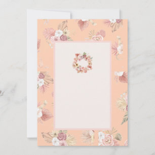 Bohemian Floral Wreath Caramel Wedding Invitation