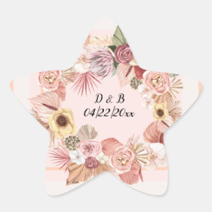 Bohemian Floral Wreath Ivory/Rose/Caramel Star Sticker