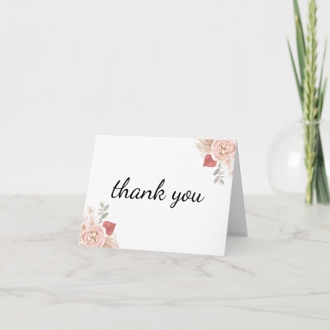 Bohemian Florals Thank You Note Card (Front)