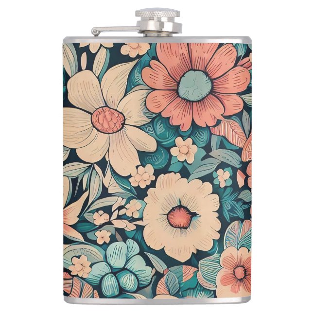 Bohemian Flower Hip Flask (Front)