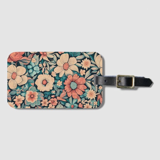 Bohemian Flower Luggage Tag (Front Horizontal)