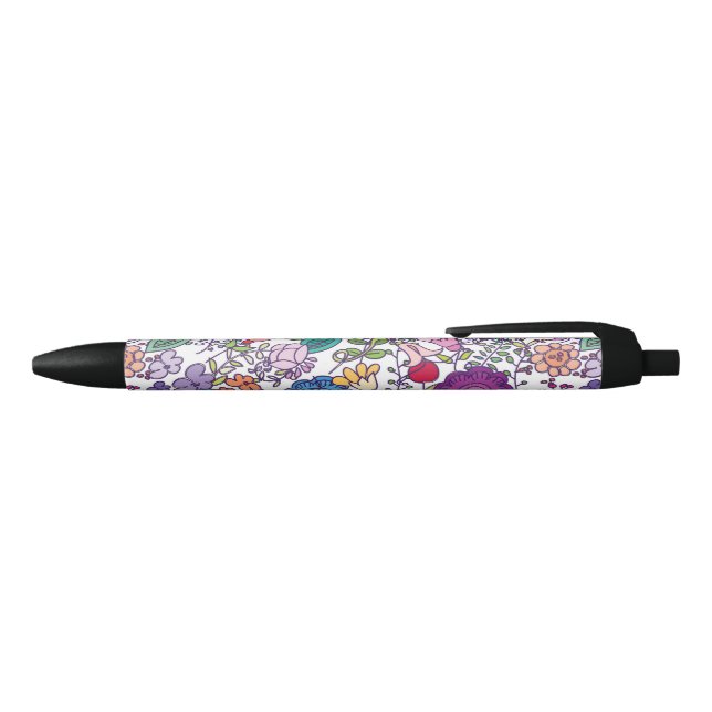 bohemian flower pattern black ink pen (Top)