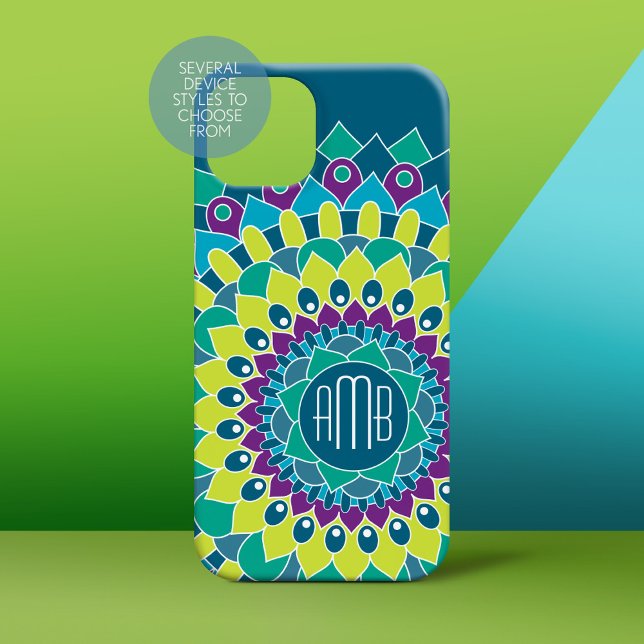 Bohemian Flower with Monograms (Personalized Phone Case)