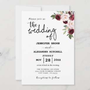 Bohemian Flowers Elegance Wedding Invitation