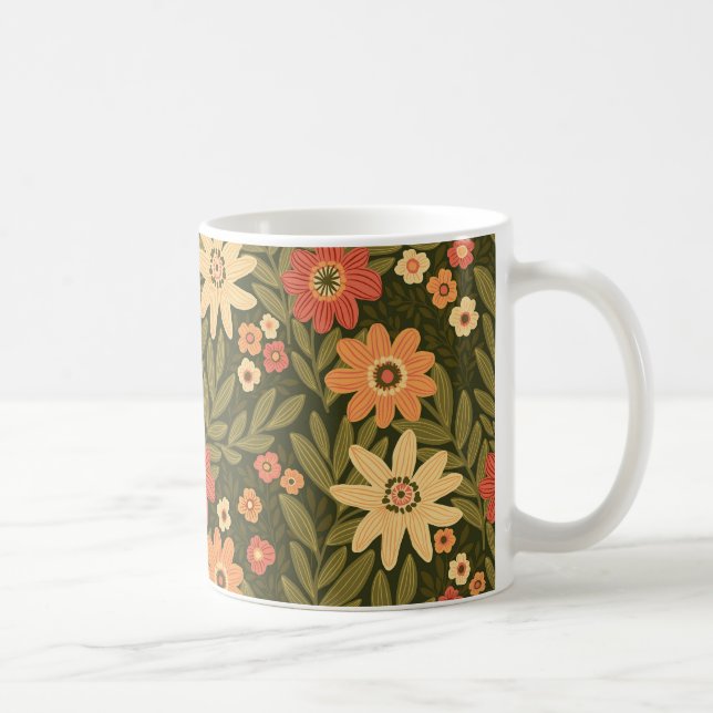Bohemian flowers in earth tones coffee mug (Right)