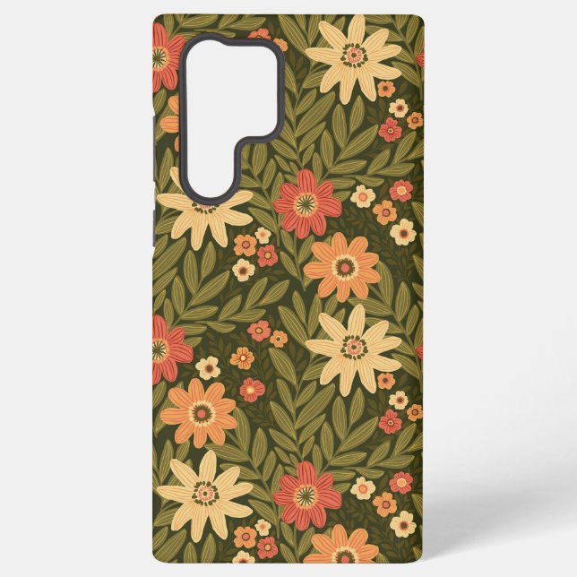 Bohemian flowers in earth tones samsung galaxy s22 ultra case (Back)