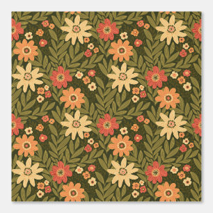 Bohemian flowers in earth tones wallpaper