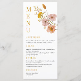 Bohemian Flowers Menu, Whimsical Bridal Shower Men Menu