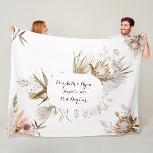 Bohemian Flowers Wedding Couple  Fleece Blanket