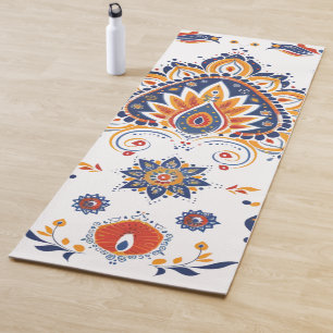 Bohemian Folk Art Terracotta Mandala Yoga Mat