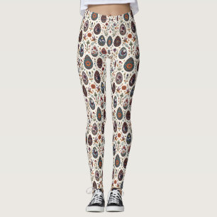 Bohemian Folklore Easter Pysanky Mystical Folk Art Leggings