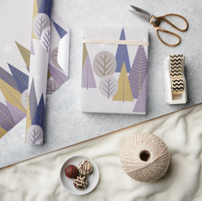 Bohemian forest grey and blue, Christmas Wrapping Paper (Crafts)