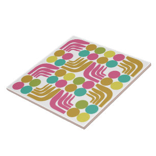 Bohemian Fun Red Blue Green Brown Mulit-colours Ceramic Tile
