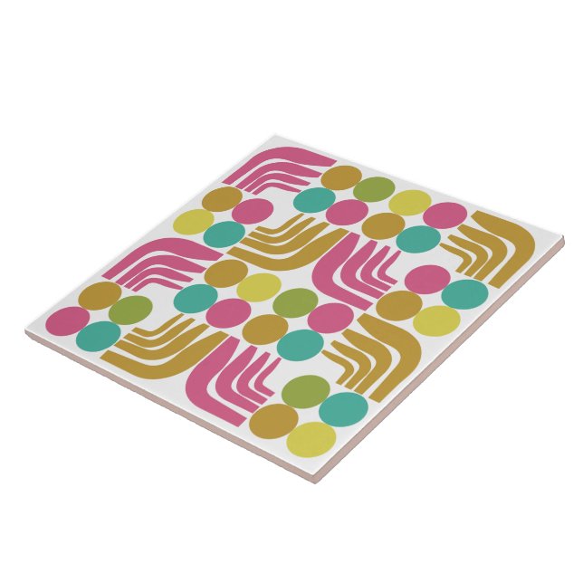Bohemian Fun Red Blue Green Brown Mulit-colours Ceramic Tile (Side)
