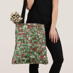 Bohemian Funky Christmas Checkerboard Pattern Cros Tote Bag