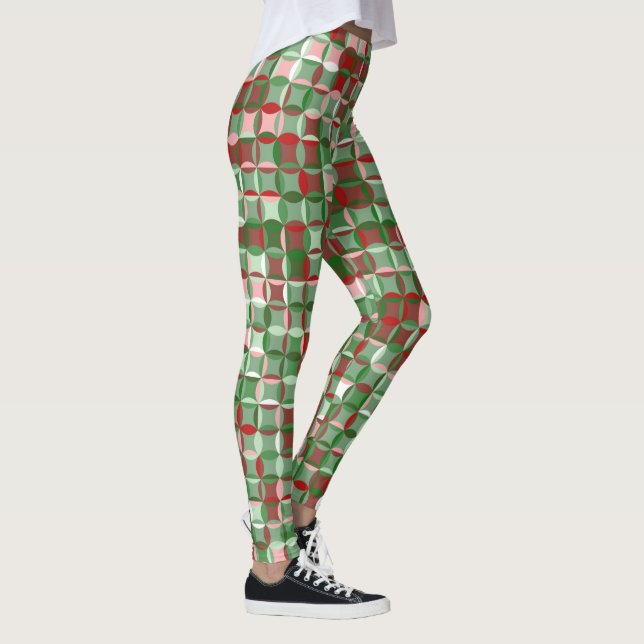 Bohemian Funky Christmas Chequerboard Pattern Leggings (Right)