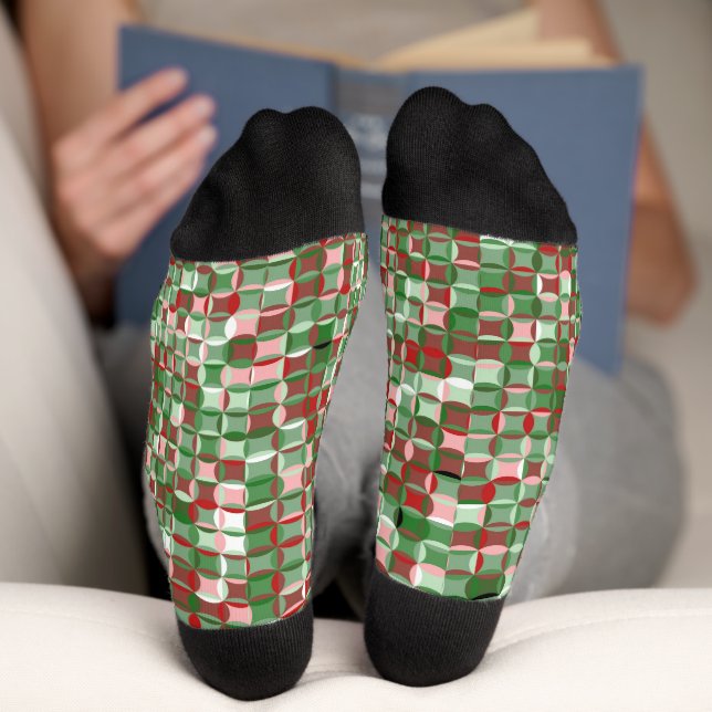 Bohemian Funky Christmas Chequerboard Pattern Sock (Bottom)