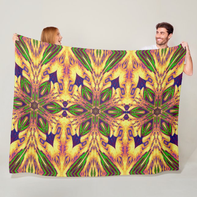 Bohemian Garden Flower In Summer 2 Floral  Fleece Blanket (In Situ)