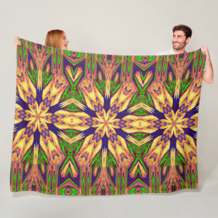 Bohemian Garden Flower In Summer 3 Floral Fleece Blanket