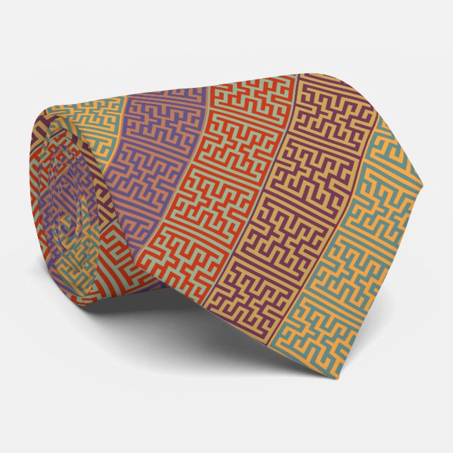 Bohemian Geometric Stripe Tie (Rolled)