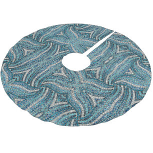 bohemian girly chic silver grey turquoise blue brushed polyester tree skirt