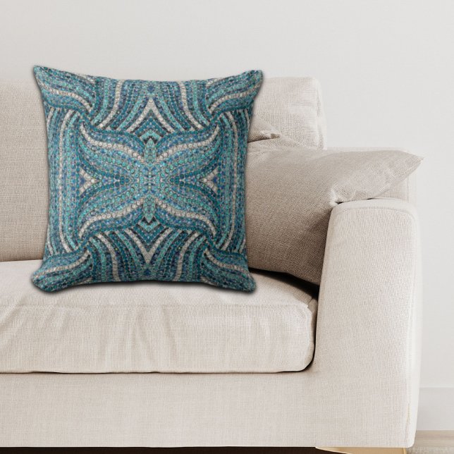 bohemian girly chic silver grey turquoise blue cushion (bohemian girly chic silver grey turquoise blue throw pillow)