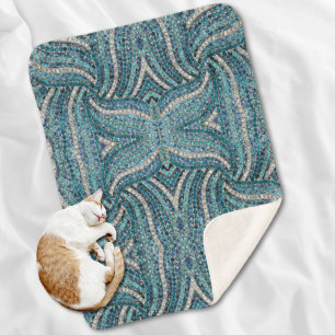 bohemian girly chic silver grey turquoise blue sherpa blanket