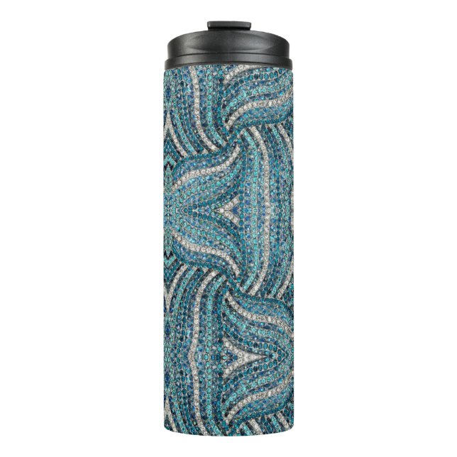 bohemian girly chic silver grey turquoise blue thermal tumbler (Front)