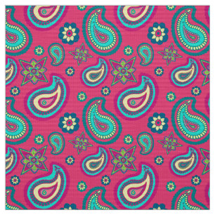 Bohemian Girly Pink Paisley Pattern Fabric