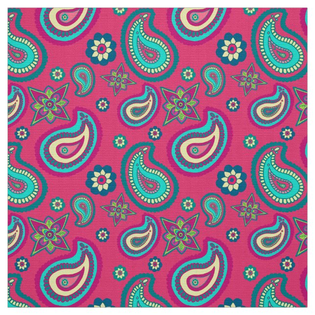 Bohemian Girly Pink Paisley Pattern Fabric (Swatch)