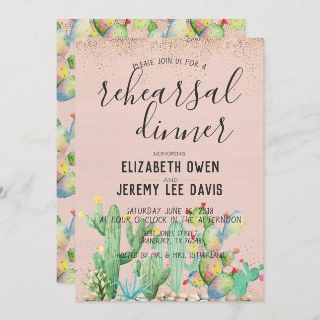 Bohemian Glam Fiesta Wedding Rehearsal Dinner Invitation (Front/Back)