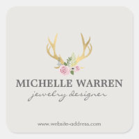Bohemian Gold Antlers with Flowers II Personlized